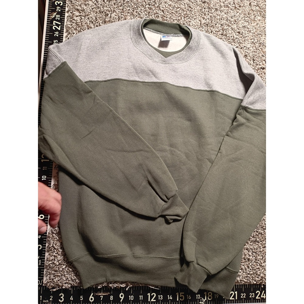 Vintage Russell Athletic Sweatshirt Mens Large Colorblock Grey Green Made in USA